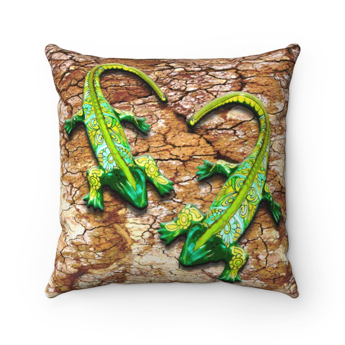 Lizard Duo Square Pillow