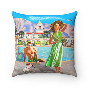 Woman with Martini Spun Polyester Square Pillow