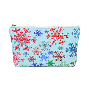 Neon snowflake on blue Accessory Pouch w T-bottom