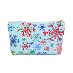 Neon snowflake on blue Accessory Pouch w T-bottom