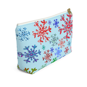 Neon snowflake on blue Accessory Pouch w T-bottom