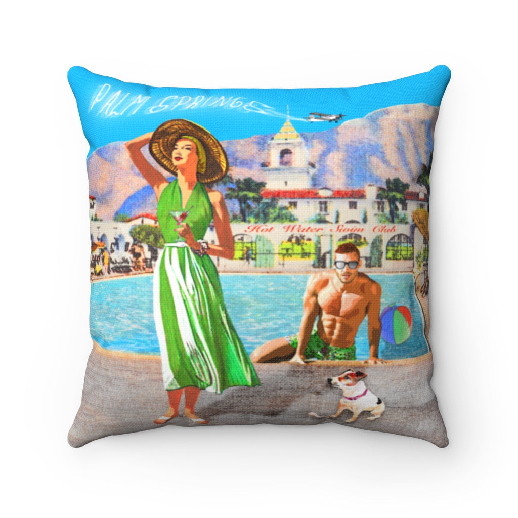 Woman with Martini Spun Polyester Square Pillow