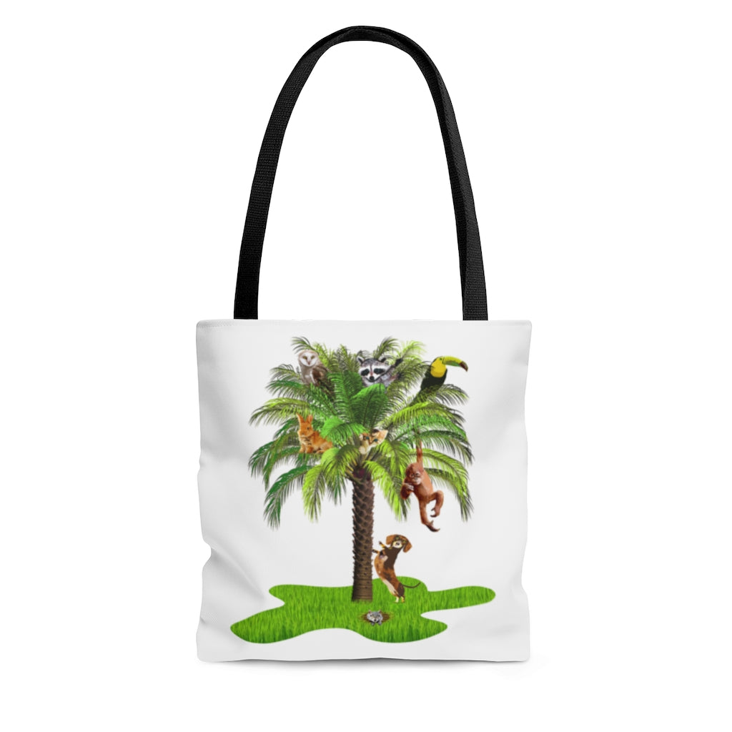 Hiding Zoo in Palm Kids AOP Tote Bag