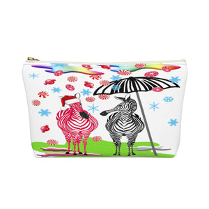 Candycane zebra Accessory Pouch w T-bottom