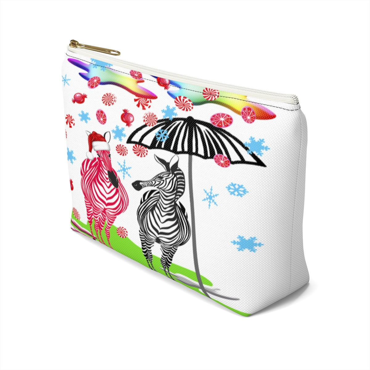 Candycane zebra Accessory Pouch w T-bottom