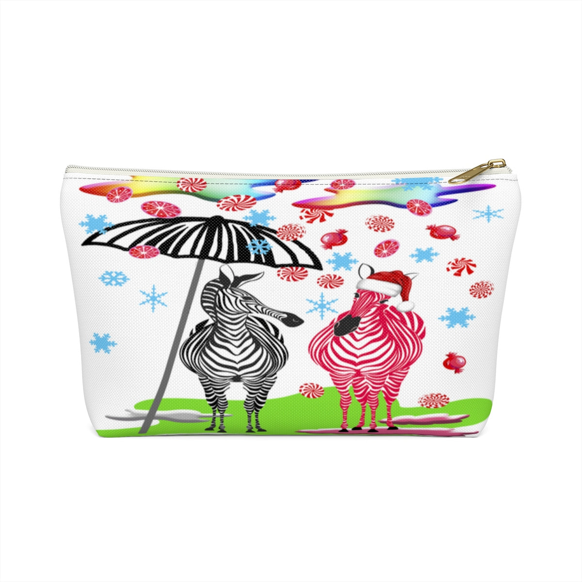 Candycane zebra Accessory Pouch w T-bottom