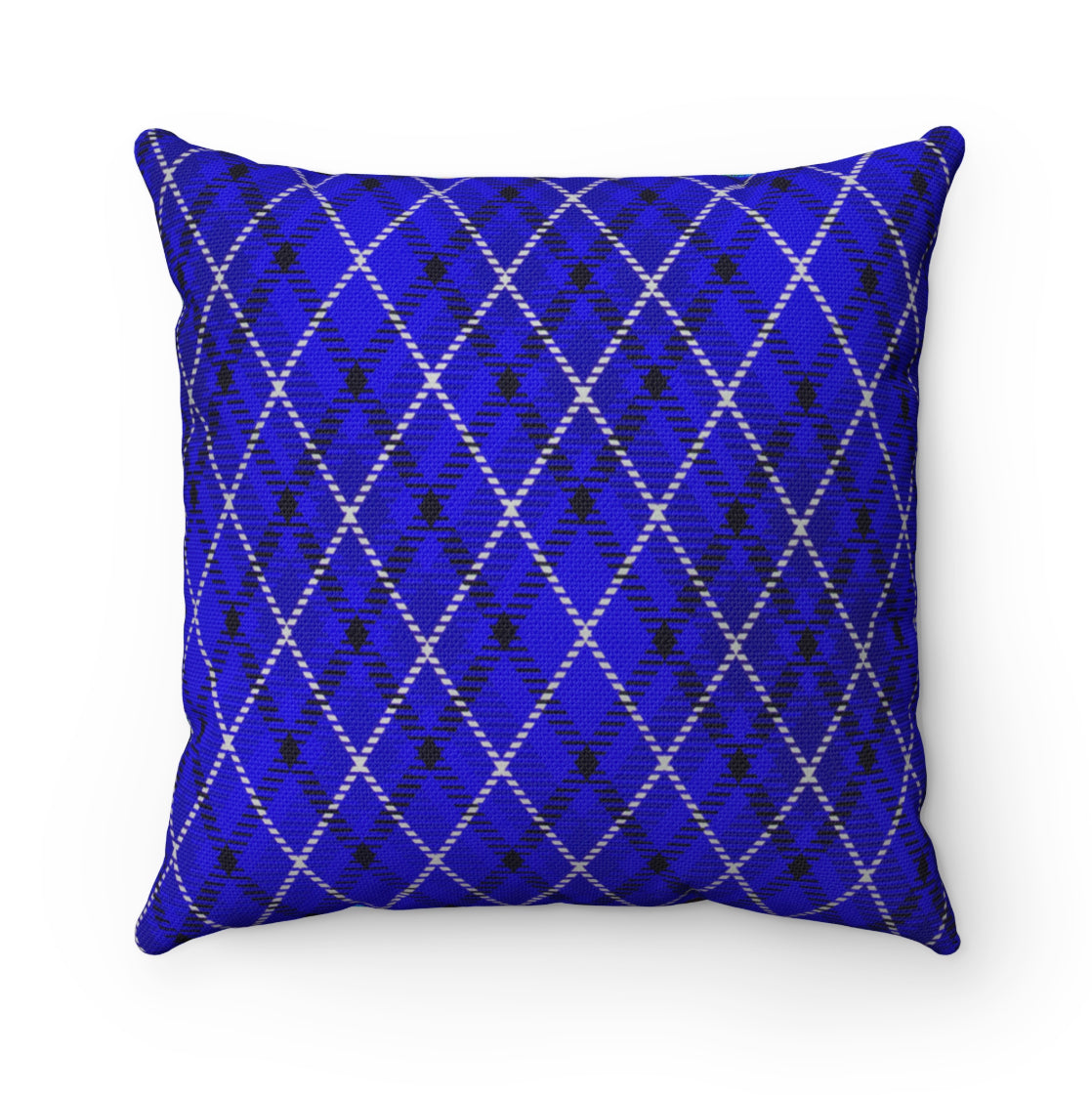 Santa head With blue plaid back Square Pillow