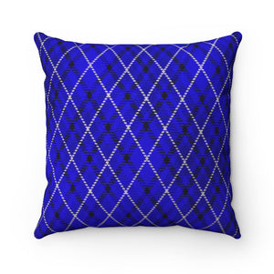 Santa head With blue plaid back Square Pillow